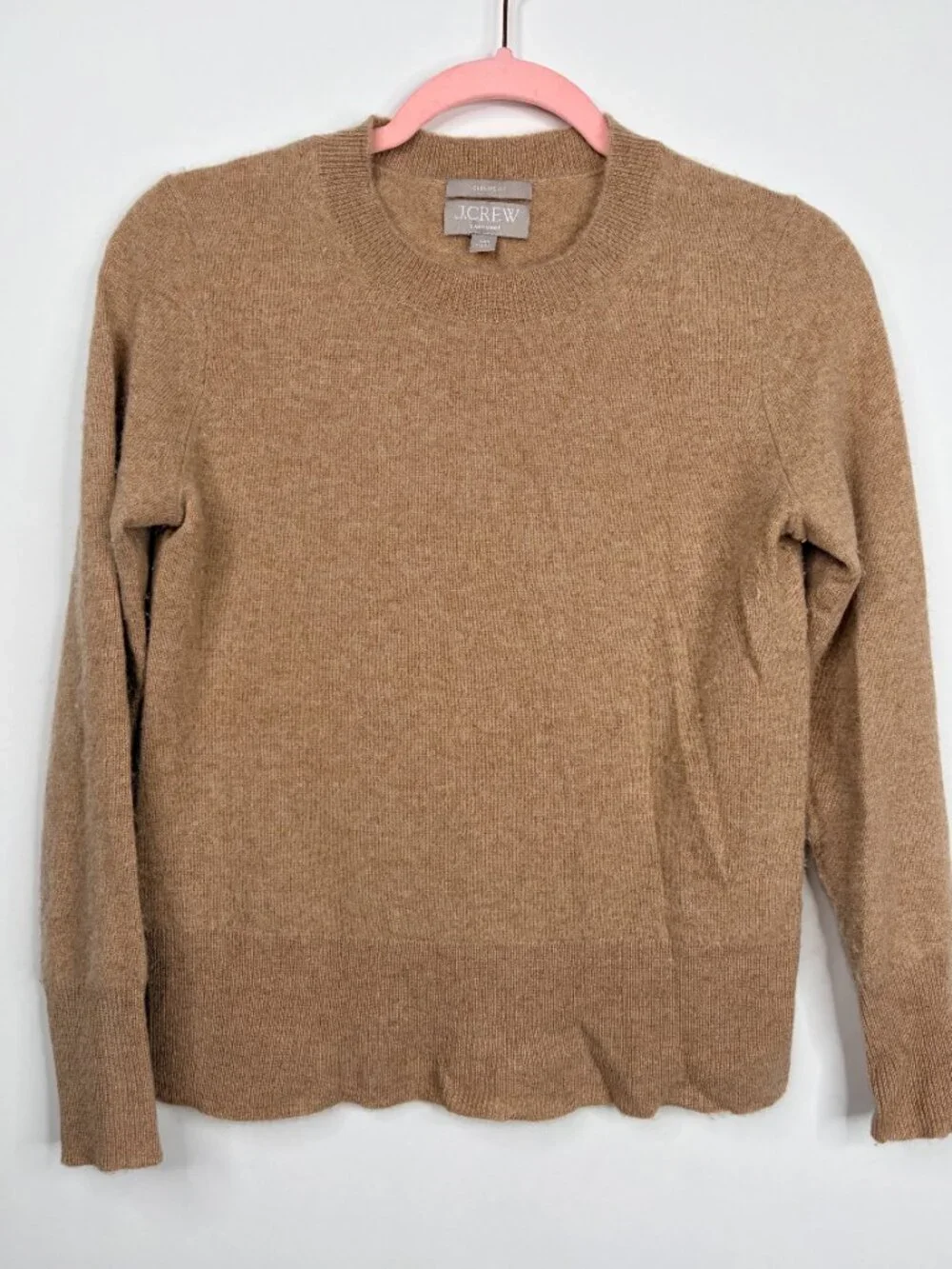 J. Crew Cashmere Classic-Fit Crewneck Sweater Heather Camel XXS #A2832